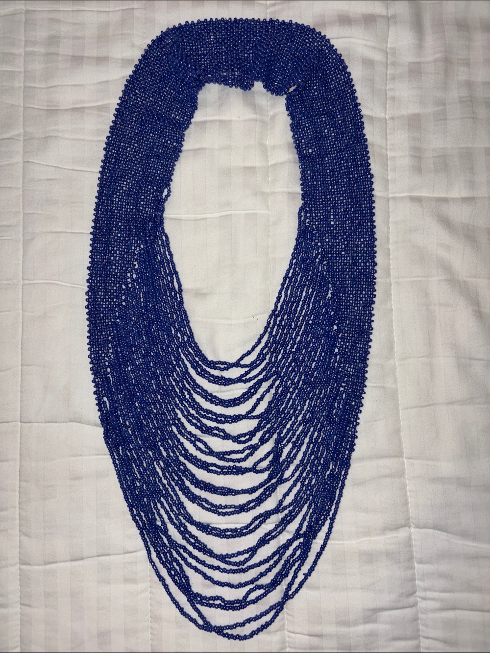 Layered Blue Glass Trade Beads Statement Necklace - Handmade from Philippines